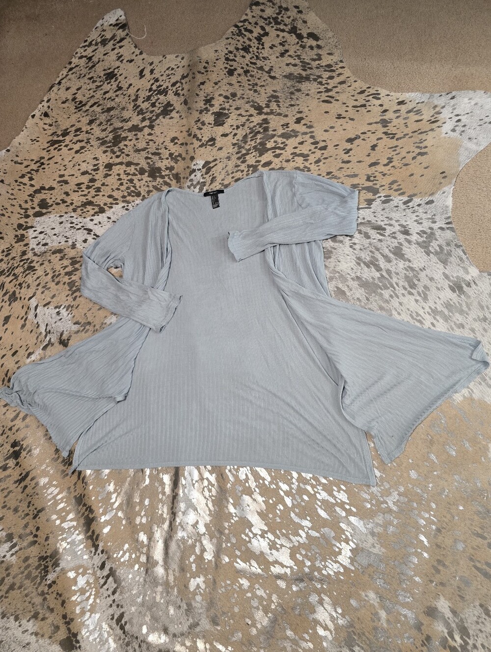 Forever 21 Light Blue Ribbed Long Sleeve Top